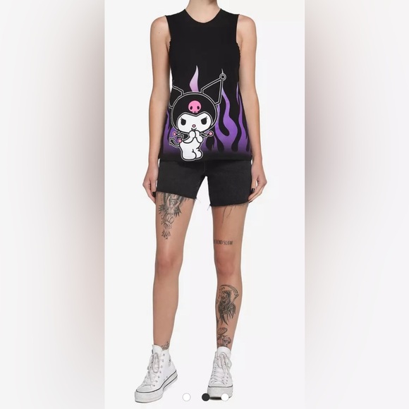 Hot Topic Tops - Hot Topic Kuromi Sanrio Flames Muscle Shirt Tank  Sleeveless size Small